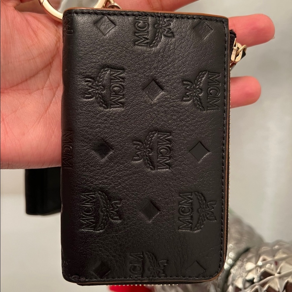 MCM Zip Card Wallet in Monogram Leather (Authentic)